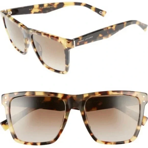 Marc Jacobs Flat Top Brown Gradient Tortoiseshell Square Frame Sunglasses - Picture 1 of 8